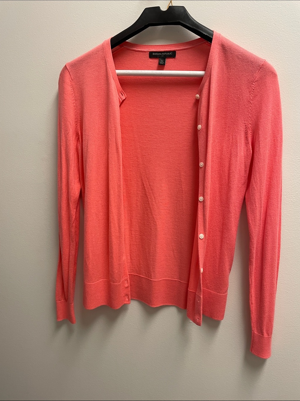 Banana Republic Factory Coral Pink Lightweight Button Cardigan